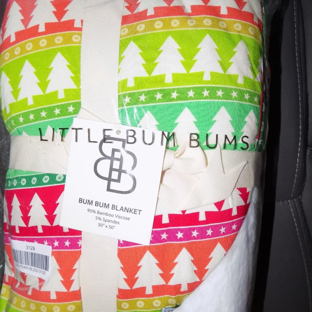 LITTLE BUM BUMS Plush Treemendously Bright Bum Bum Blanket NEW